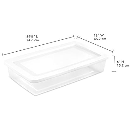 Sterilite 6 Pack Storage Box, 41 Quart Stackable Tote, Clear Plastic Container with Secure Snapping White Lids for Home and Office Organization - size: 41 Quart, style: 6 Pack