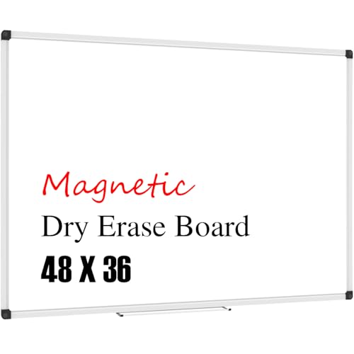 XBoard Magnetic Whiteboard 48 x 36, White Board 4 x 3, Dry Erase Board with Detachable Marker Tray - size: 48"W x 36"H