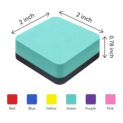 Dry Erase Erasers, 24-Pack Magnetic Mini Whiteboard Erasers for Kids & Students - Square, 6 Colors - color: Square- 6 Color