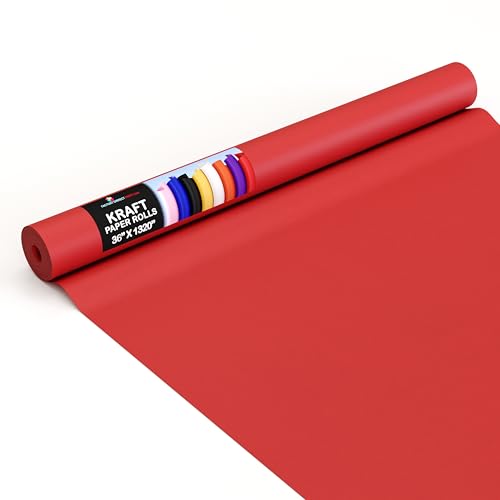 Crown Display Red Kraft Paper Roll - 36" X 1320" (110' Ft) - Shipping & Packing Paper - color: Red, size: 36" x 1320"