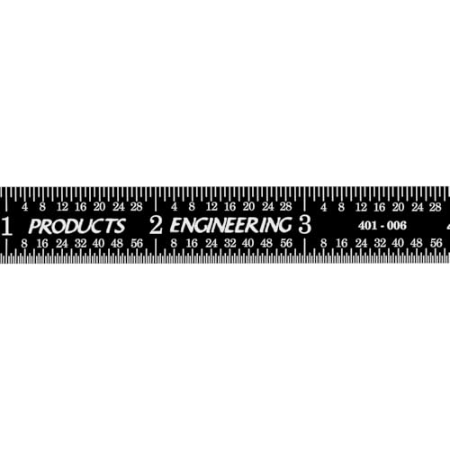 PEC Tools 6" Stainless Steel Flexible Metal Ruler with Black Chrome Finish, 4R Graduaction (1/8", 1/16", 1/32", 1/64"), High-Contrast Imperial Machinist Rule, Easy to Read, Made in USA - color: Black Chrome-Flexible, size: 6"