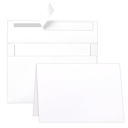 Guakicae White Greeting Cards and Envelopes 4 x 6 Heavyweight Folded Cardstock and Printable A4 Envelopes Self Seal 20 Packs for Wedding Invitations, Festival Blessings, Christmas - color: White, size: 4x6-20pcs