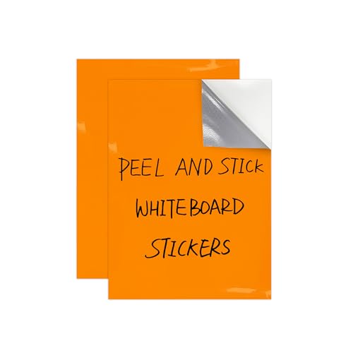 Dry Erase Board Sticker- Whiteboard Stickers-8.3''x11.7'' Removable Dry Erase Sheets- Fridge Dry Erase Paper for Wall/Desk/Refrigerator/Door/Locker/Home/Office/Classroom (Orange-2Pcs) - color: Orange, size: 8.3 x 11.7 in (2 Pack)