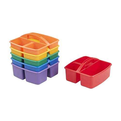 ECR4Kids 3-Compartment Small Plastic Caddy, Multipurpose Organization, Primary, 6-Pack - color: Primary