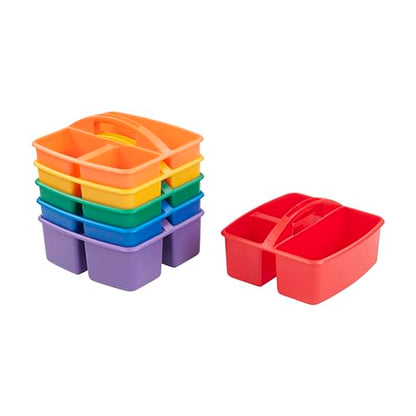 ECR4Kids 3-Compartment Small Plastic Caddy, Multipurpose Organization, Primary, 6-Pack - color: Primary