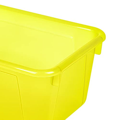 Storex Small Cubby Bin, 12.2 x 7.8 x 5.1 Inches, Candy Yellow, 5-Pack (62476U05C) - color: Tint Yellow, style: Bin Only