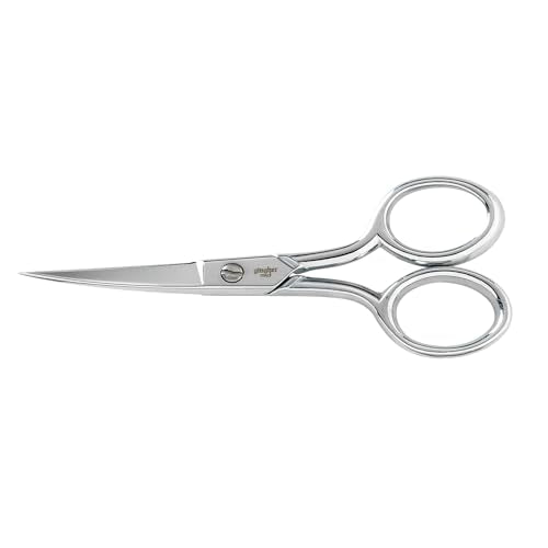 Gingher Curved Embroidery Scissors, 4" Premium Forged Steel Shears, Sharp Knife Edge Sewing Scissors for Precise Cuts of Thread, Yarn, and Needlework, with Protective Sheath, Ambidextrous Design - style: 4" Curved Scissors