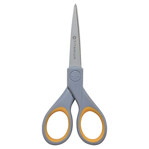 Westcott ‎13824 7” & 5” Pointed Titanium-Bonded Crafting Scissors with Soft Handles, Gray/Yellow (2 Pack) - style: Multiple (2 pack)