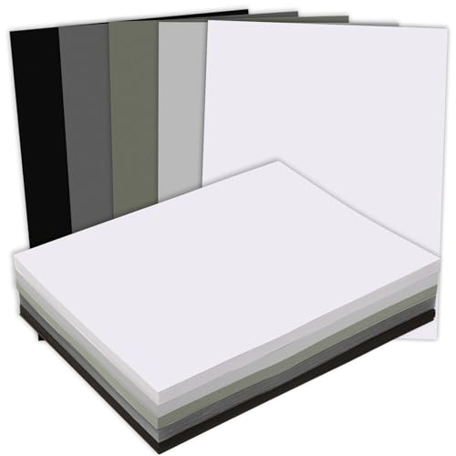 MixTeach 240 Sheets Assorted Gray Cardstock Paper 8.5 x 11" Medium Thick Card Stock 180gsm/65lb Printable Black White Kraft Paper for Scrapbooking, Card Making, Invitations, DIY Art Craft Supplies - color: Gray