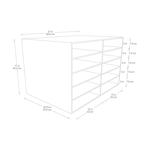 Classroom Keepers 12" x 18" Construction Paper Storage, 10-Slot, White, 17" H x 27" W x 19" D, 1 Unit - style: Holds 12" x 18" Paper