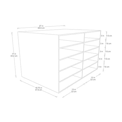 Classroom Keepers 12" x 18" Construction Paper Storage, 10-Slot, White, 17" H x 27" W x 19" D, 1 Unit - style: Holds 12" x 18" Paper
