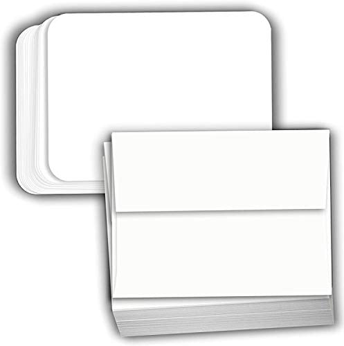 Hamilco White Cardstock Paper with Rounded Corners – 5" x 7", 80 lb Cover, Blank Note, Greeting & Invitation Cards with Envelopes, 100 Pack - size: 100 Cards with Envelopes