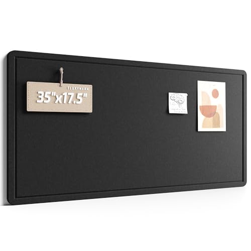 Fluxynara Bulletin Board, 35" x 17.5" Cork Board Alternative with Safe Removable Adhesive Tabs, Foldable Felt Pin Board for Home Office, Classroom, Bedroom,Entryway for Walls—Black - color: Black, size: Small-35" x 17.5"