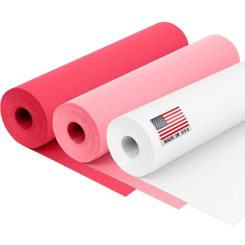 Paclord 12" x 1200" (100 ft) Valentine's Day Kraft Paper Rolls Set, 45 Lbs - Red, Pink, White Kraft Paper - Made in USA Colored Paper for Crafts, DIY, School, Gift Wrapping - color: Red, Pink, White, size: 12"W x 1200"L
