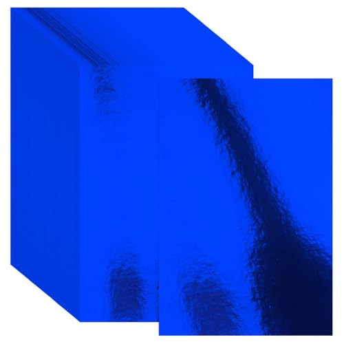 30 Pack Blue Metallic Cardstock Paper Sheets 8" x 12" 250gsm/92lb | Foil Mirror Shimmering Paper For Arts and Crafts, Decorative, Weddings & Birthdays Invitations, Scrapbook Supplies - color: Blue