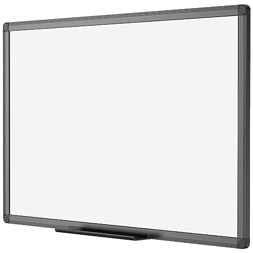 VIZ-PRO Magnetic Dry Erase White Board, 48 X 36 Inches, Black Aluminium Frame - size: 48"W x 36"H