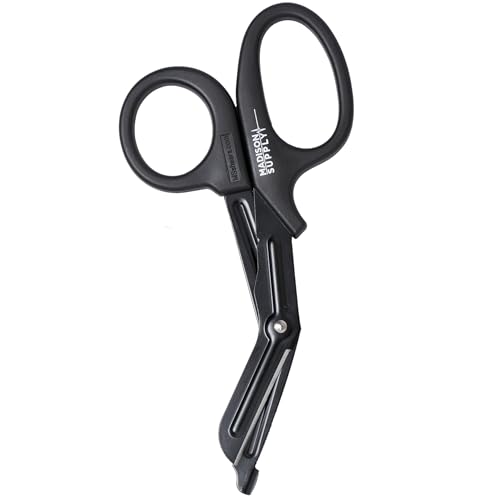Madison Supply 7.5 Inches Premium Stainless Steel Trauma Shears for Left and Right Hand - Non-Stick Coated Blades Medical Scissors - Durable Fluoride-Coated Nurse Scissors - Black - color: Black Handle/Black Coated Blades, size: 1-Pack