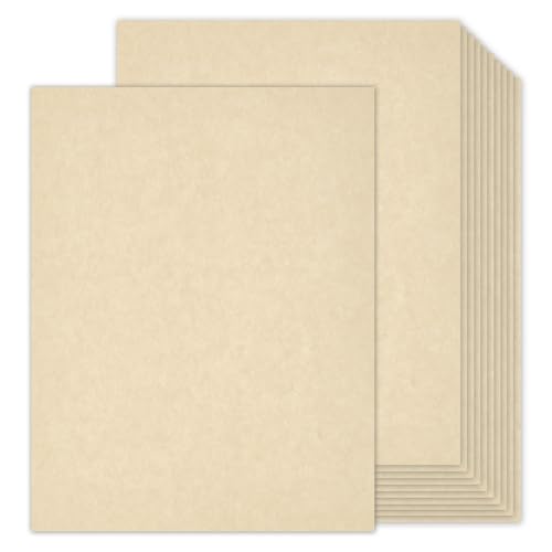 100 Sheets Cream Parchment Paper, Goefun Off White Parchment Cardstock 8.5 x 11, 65lb Cover (180 gsm) Ivory Blank Certificate Paper Cardstock for Invitations, Crafts, Menus, DIY Cards - color: Beige