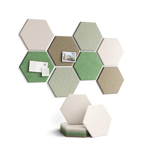 Fluxynara Hexagon Cork Board Alternative for Walls Decor-8-Pack Felt Bulletin Board Tiles,with 30 Pushpins,50 Adhesive Tabs for Office,Classrooms & Home Pin Board Felt Board-Moss Haven - color: Moss Haven, size: 8-Pack
