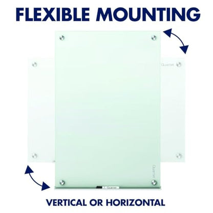 Quartet Whiteboard, Glass Dry Erase Board, Magnetic, 6' x 4', Infinity Frameless Mounting, White Surface, Accessory Tray, 1 Dry Erase Marker and 2 Glass Board Magnets (G7248W) - size: 72"W x 48"H