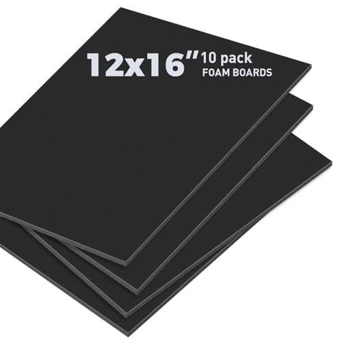 Golden State Art, Pack of 10, 3/16" Thick, 12x16 Black Foam Boards (12x16, Black) - color: Black, size: 12x16