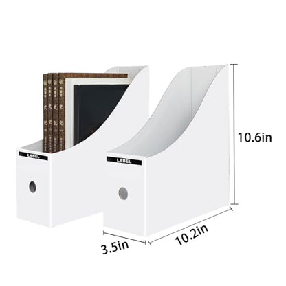 Limitliho 2 Pack White Magazine Holde, Vertical Book Bins for Classroom and Library Use, 10.6'' ×10.2'' ×3.5'' Inch Vertical File Folder Box - color: White, size: 2 Pack