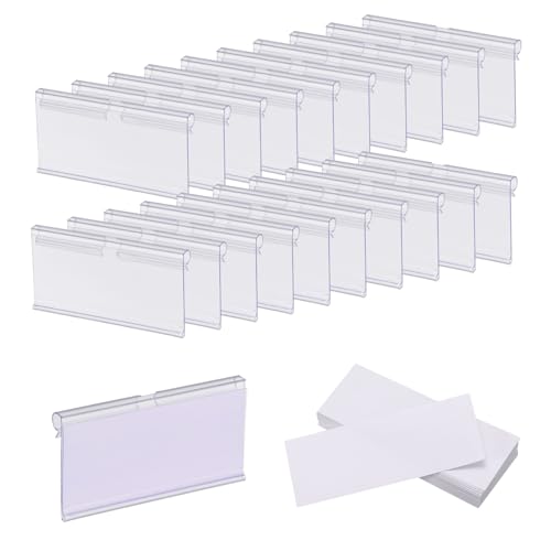 uxcell 100pcs Basket Labels Clip 3.1 x 1.7 Inch Plastic Removable Storage Bin Labels Tags with Label Papers for Baskets, Storage Closet, Cube Box, Cloth Bins, Food Pantry, Clear - size: 3.1 x 1.7 Inch
