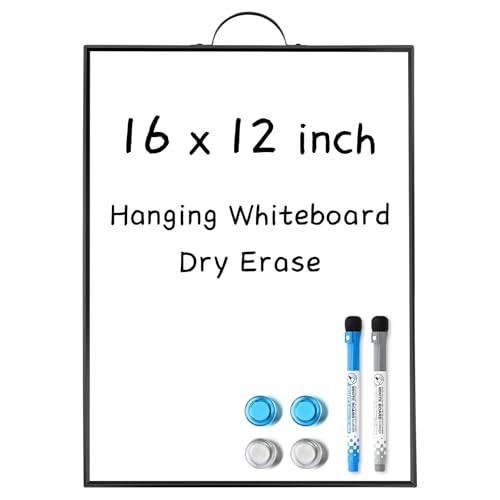 Hanging Whiteboard for Wall 16"x12", Aluminum Frame with Handle | Portable Dry Erase White Board with Markers & Magnets, Door Hang Magnetic Surface Message Board for Office Home Kitchen Dorm - style: 16" x 12"-Whiteboard