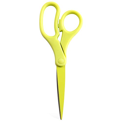 JAM PAPER Multi-Purpose Precision Scissors - 8 Inch - Neon Lime Green - Ergonomic Handle & Stainless Steel Blades - Sold Individually - color: Lime Green, size: Standard (8 Inch)
