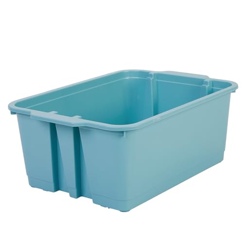 Really Good Stuff Stacking Bins, 14" x 10" x 5 .75" - 6 Pack, Water, Stackable Storage Plastic Bins for Classroom Organization, Home Storage, Office & Hospital Supplies
