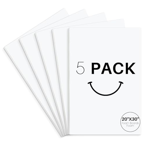 Golden State Art, Acid Free 5 Pack 20x30 White Boards Foam Core Poster Board, 1/8'' Thick Polystyrene Foam Sheet for Projects, Mounting, Crafts, Art and Presentations - color: White, size: 20x30