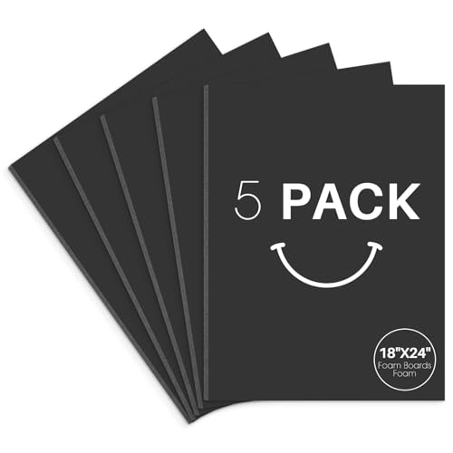 Golden State Art, Acid Free 5 Pack 18x24 Black Foam Boards Foam Core Poster Board, 3/16'' Thick Polystyrene Foam Sheet for Projects, Mounting, Crafts, Art and Presentations - color: Black, size: 18x24