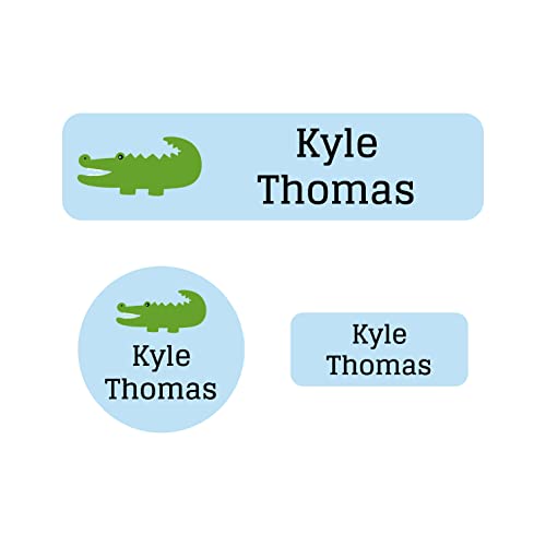 Name Bubbles - Kids Custom Name Labels for Daycare, School, Camp (102 Labels) - Personalized Waterproof Name Stickers for Clothes Tags, Lunch Boxes, Water Bottles, & School Supplies (Alligator) - color: Alligator, size: 102 Labels