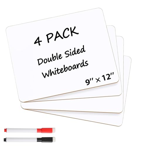 Small Dry Erase Whiteboard, 9 x 12 Inches White Board for Kids, Students, Study, Team, Target, Mini Dry Erase Board(4 Pack)