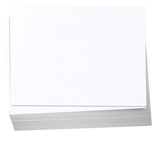 Hamilco 5x7 White Linen Textured Cardstock Paper Blank Index Cards Flat Card Stock 80lb Cover – 50 Pack - size: 50 Cards