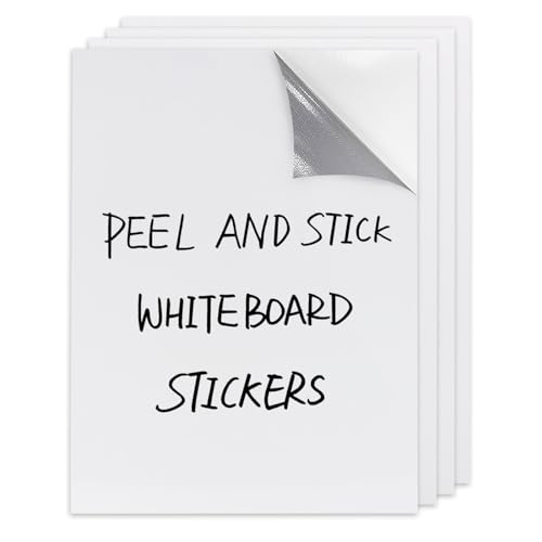 Dry Erase Board Sticker- Whiteboard Stickers-8.3''x11.7'' Removable Dry Erase Sheets- Fridge Dry Erase Paper for Wall/Desk/Refrigerator/Door/Locker/Home/Office/Classroom (White-4 Pcs) - color: White, size: 8.3 x 11.7 in (4 Pack)