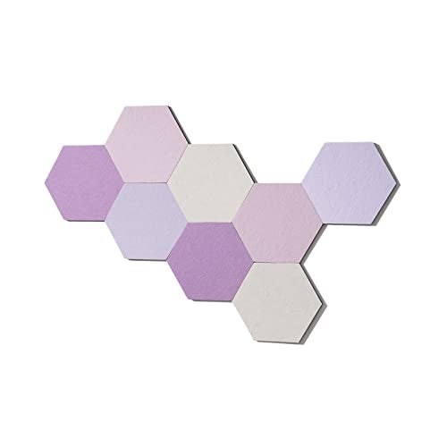 LAJAR 8 Pcs Self Adhesive Felt Bulletin Board Tiles (Large), Hexagon Color Felt Pin Board Wall Tiles for Photos, Pictures, Memos (Pink Large) - color: Pink