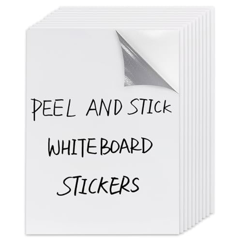 Dry Erase Board Sticker- Whiteboard Stickers-8.3''x11.7'' Removable Dry Erase Sheets- Fridge Dry Erase Paper for Wall/Desk/Refrigerator/Door/Locker/Home/Office/Classroom (White-10 Pcs) - color: White, size: 8.3 x 11.7 in (10 Pack)
