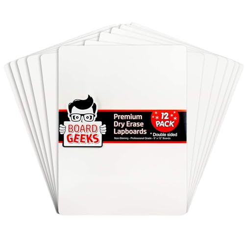 Board Geeks Bigtime 12 Pack 9x12 Classroom Whiteboards for Kids - Small Double-Sided White Board - White Boards Bulk Set, Classroom Essentials - Magnetic Dry Erase Boards for Students, Teacher - size: 12 Pack (12"W x 9"H)
