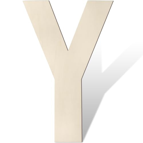 Large Wooden Letters 17 Inch Big Wooden Alphabet Letters for Wall Decor Unfinished Large Wood Letters for Nursery Decor Crafts Blank Wooden Cutout Sign for Party Birthday Wedding Decoration (Y) - color: Y