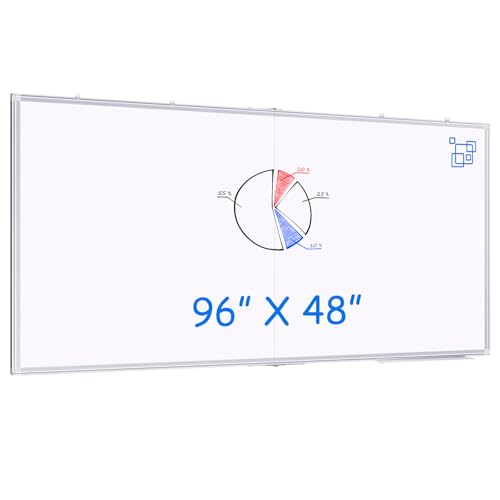 Magnetic Dry Erase Board 96 x 48 inches, Maxtek 4" x 8" Whiteboard for Wall, Large White Board Dry Erase Foldable Wall-Mounted Aluminum Frame Erase Board with Marker Tray for Office Home and School - size: 96"W x 48"H, style: Style B