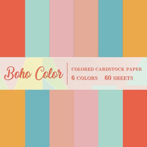 60 Sheet 8.5 x 11 Inch Groovy Boho Colored Card Stock Paper Thick Paper Cards Colored Scrapbook Papers for Prints DIY Arts Crafts School Office Home Supplies, 65lb - color: Groovy Boho