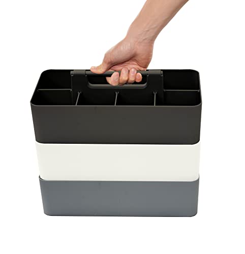 -Large Portable Caddy, DIY Dividers, 8 Compartments, School Office Supplies Business Organizer,Portable Basket with Handle Made in USA (3 PACK, Black/Gray/Ivory) - color: Black/Gray/Ivory, size: 3 PACK