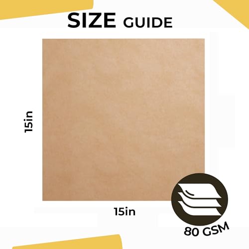 Crown Display Kraft Paper Sheets - 15 x 15 Inch - 240 Sheets of Brown Wrapping Paper – Heavy Duty Craft Paper for Shipping - Light Brown Construction Paper - 80 GSM - 375 Square feet - size: 15 x 15 Inches - 240 Sheets