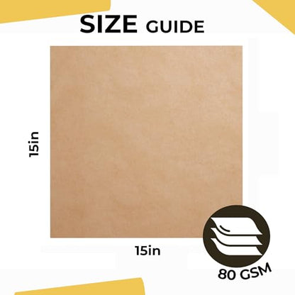 Crown Display Kraft Paper Sheets - 15 x 15 Inch - 240 Sheets of Brown Wrapping Paper – Heavy Duty Craft Paper for Shipping - Light Brown Construction Paper - 80 GSM - 375 Square feet - size: 15 x 15 Inches - 240 Sheets