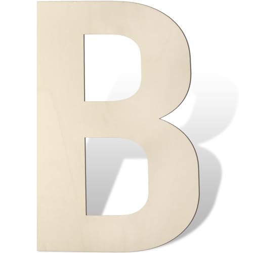 Large Wooden Letters 17 Inch Big Wooden Alphabet Letters for Wall Decor Unfinished Large Wood Letters for Nursery Decor Crafts Blank Wooden Cutout Sign for Party Birthday Wedding Decoration (B) - color: B