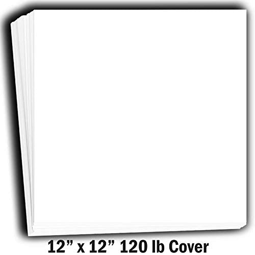 Hamilco White Cardstock Scrapbook Paper 12x12 Heavy Weight 120 lb Cover Card Stock – 25 Pack - size: 120 lb Cover