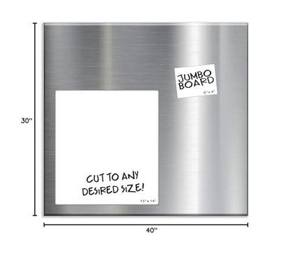 Magnet and Message Board | Super Jumbo 30 x 40 x 0.7 Inch Magnet and Message Board | Mountable Steel Bulletin Board (Silver) - size: 30"W x 40"H