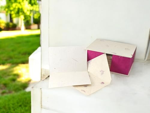 Kathmandu Valley Co. Nepali Cherish Greeting Card & Envelope Deluxe Box Set with Handmade Lokta Paper from Nepal, 25 Cards (Bougainvillea) - color: Bougainvillea, size: 25 Cards