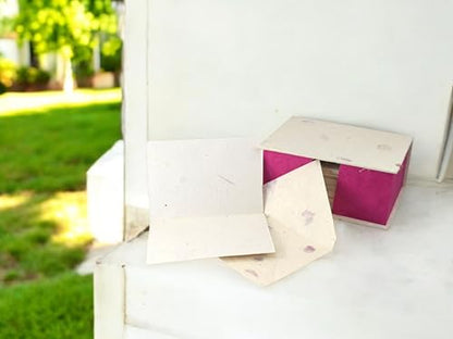 Kathmandu Valley Co. Nepali Cherish Greeting Card & Envelope Deluxe Box Set with Handmade Lokta Paper from Nepal, 25 Cards (Bougainvillea) - color: Bougainvillea, size: 25 Cards